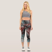 Leggings Capri Abstrait Imaginaire dynamique Fractal Art Brown Bl (Recto)