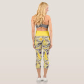 Leggings Capri Abstrait Jaune Fractal Art (Verso)