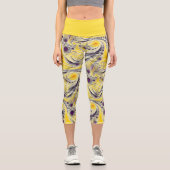 Leggings Capri Abstrait Jaune Fractal Art (Recto)