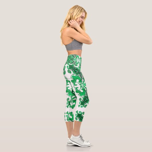 Leggings Capri Abstrait mandala vert élégant papillon (Droite)