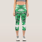 Leggings Capri Abstrait mandala vert élégant papillon (Recto)