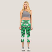 Leggings Capri Abstrait mandala vert élégant papillon (Recto)