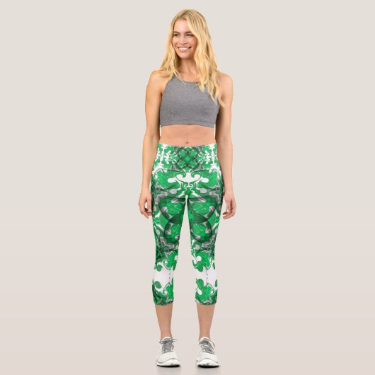 Leggings Capri Abstrait mandala vert élégant papillon (Recto)