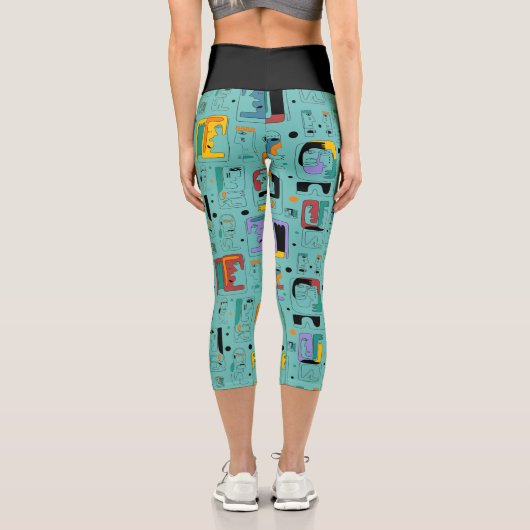 Leggings Capri Abstrait maya anciens visages motif 1 (Verso)