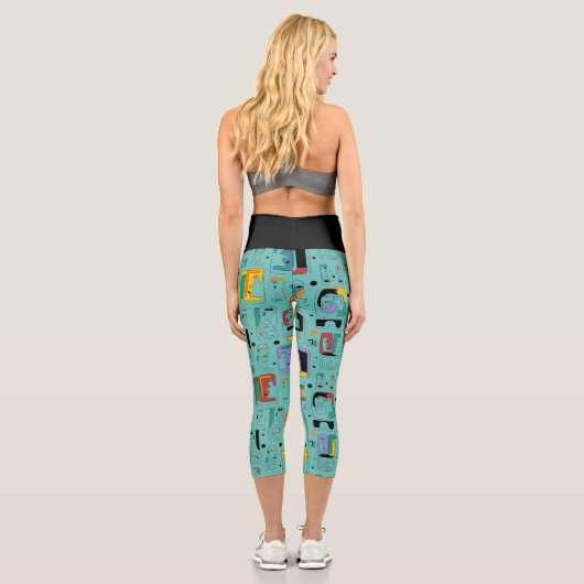 Leggings Capri Abstrait maya anciens visages motif 1 (Verso)