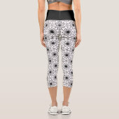 Leggings Capri Abstrait moderne en noir et blanc | (Verso)