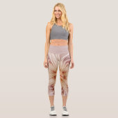Leggings Capri Abstrait Moderne Peach Pastel Flower Fractal Art (Recto)