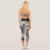 Leggings Capri Abstrait Moderne Swirling or, noir et blanc (Verso)