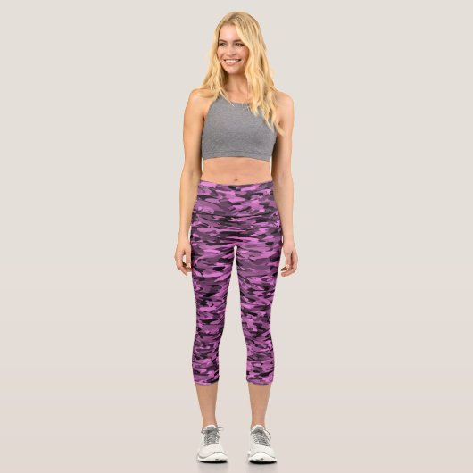 Leggings Capri Abstrait Motif violet noir (Recto)