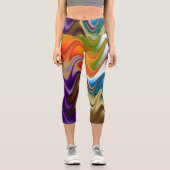 Leggings Capri Abstrait multicolore ondulé (Recto)