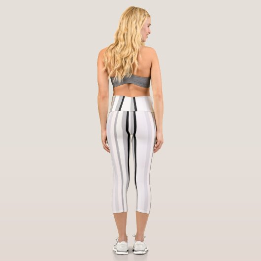 Leggings Capri Abstrait noir, blanc et vert (Verso)