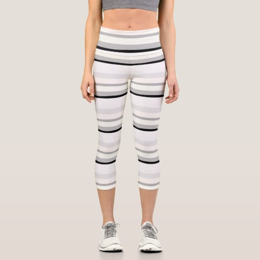 Leggings Capri Abstrait noir, blanc et vert (Recto)