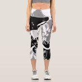Leggings Capri Abstrait noir blanc gris (Recto)