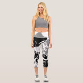 Leggings Capri Abstrait noir blanc gris (Recto)