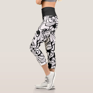 Leggings Capri Abstrait noir et blanc
