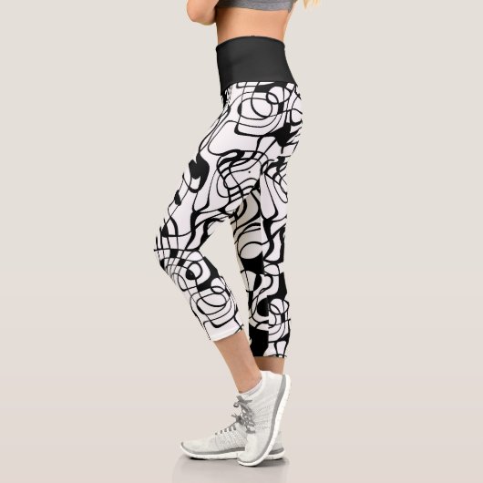 Leggings Capri Abstrait noir et blanc (Gauche)