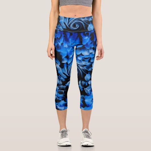 Leggings Capri Abstrait noir et bleu (Recto)