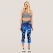 Leggings Capri Abstrait noir et bleu (Recto)
