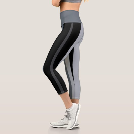Leggings Capri Abstrait noir et bleu (Gauche)
