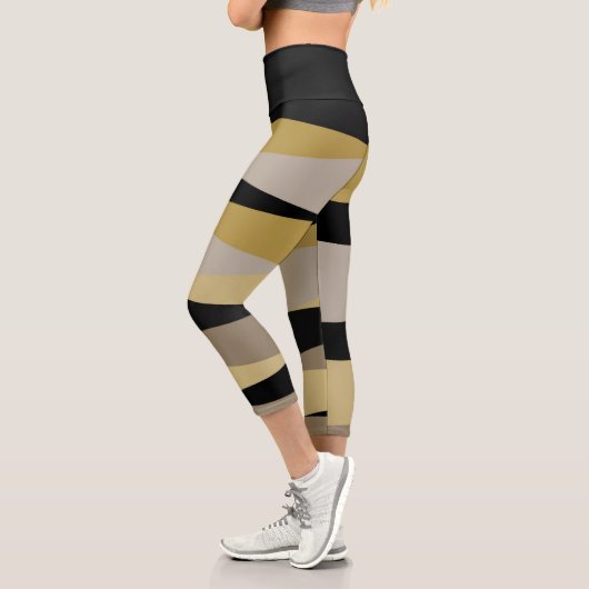 Leggings Capri abstrait noir et or (Gauche)