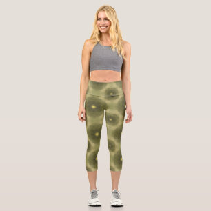 Leggings Capri Abstrait Olive Green Flower Motif sans couture