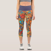 Leggings Capri Abstrait orange violet zen funky art (Recto)