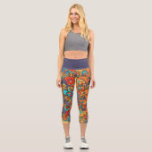 Leggings Capri Abstrait orange violet zen funky art (Recto)