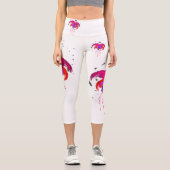 Leggings Capri Abstrait Paint Splatter Fuchsia Blossoms (Recto)
