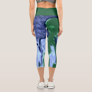 Leggings Capri Abstrait pourpre et vert