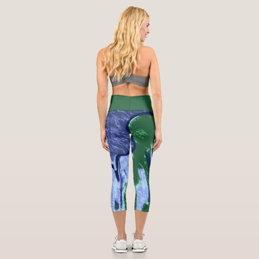Leggings Capri Abstrait pourpre et vert (Verso)