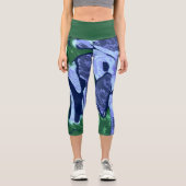 Leggings Capri Abstrait pourpre et vert (Recto)