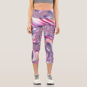 Leggings Capri Abstrait rose pourpre spirale fractale (Recto)
