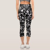 Leggings Capri Abstrait Terrazzo Mosaic Motif noir et blanc (Verso)