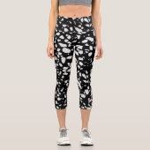 Leggings Capri Abstrait Terrazzo Mosaic Motif noir et blanc (Recto)
