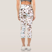 Leggings Capri Abstrait Terrazzo Mosaic rouille Brown & Motif ble (Verso)