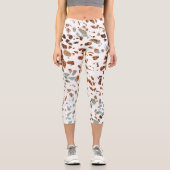 Leggings Capri Abstrait Terrazzo Mosaic rouille Brown & Motif ble (Recto)
