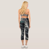 Leggings Capri Abstrait vert, argent et noir (Verso)