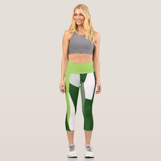 Leggings Capri Abstrait vert et blanc (Recto)