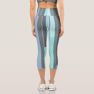 Leggings Capri Abstrait violet, vert et turquoise