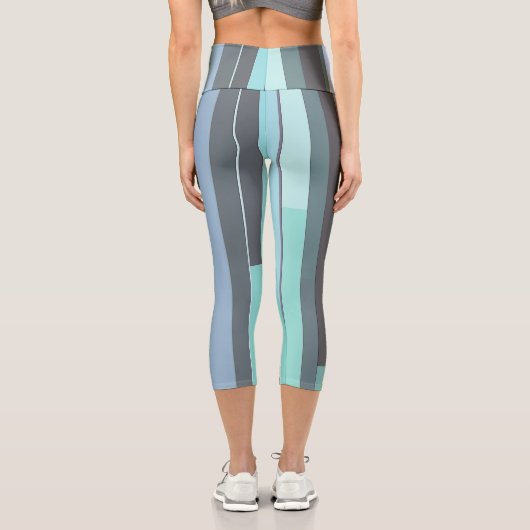 Leggings Capri Abstrait violet, vert et turquoise (Verso)