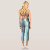 Leggings Capri Abstrait violet, vert et turquoise (Verso)