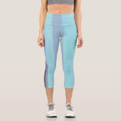 Leggings Capri Abstrait violet, vert et turquoise (Recto)