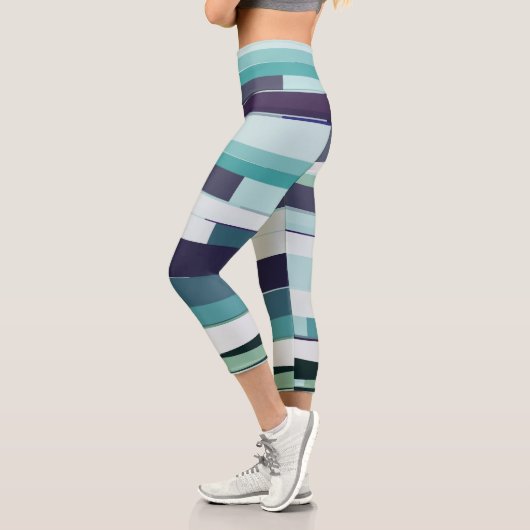 Leggings Capri Abstrait violet, vert et turquoise (Gauche)