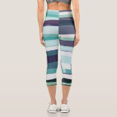 Leggings Capri Abstrait violet, vert et turquoise (Verso)