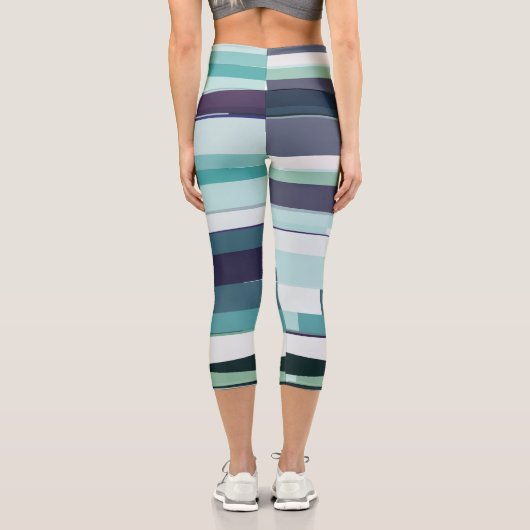 Leggings Capri Abstrait violet, vert et turquoise (Verso)