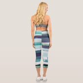 Leggings Capri Abstrait violet, vert et turquoise (Verso)