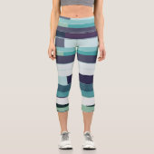 Leggings Capri Abstrait violet, vert et turquoise (Recto)