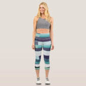 Leggings Capri Abstrait violet, vert et turquoise (Recto)