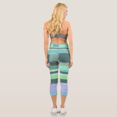 Leggings Capri Abstrait violet, vert et turquoise (Verso)