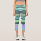 Leggings Capri Abstrait violet, vert et turquoise (Recto)